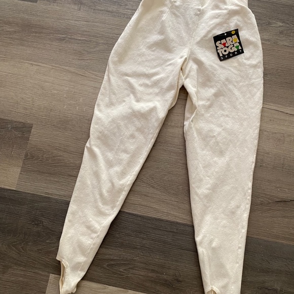 VTG 1980s Off White Stirrup Pants Womens S M - Picture 3 of 10